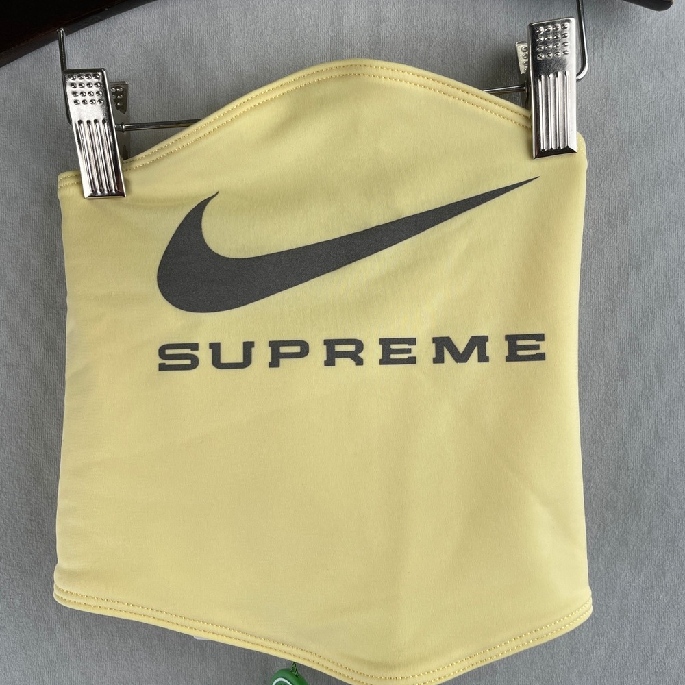 Nike x Supreme Neck Gaiter Warmer Face Mask Yellow OS Stretch Reflective Swoosh